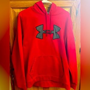 XL Red Under Armour Long Sleeve Loose Fit sport Performance Fleece Hoodie